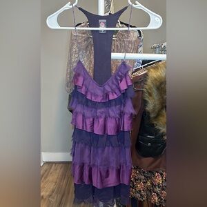 Purple Layered Ruffle Tank Dress